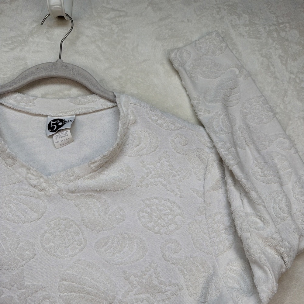 Vintage Chenille Seashell Starfish Sweatshirt‎ Womens Medium Coastal Beachy USA